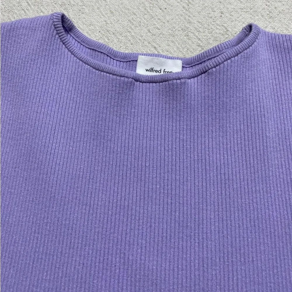 Aritzia Wilfred Cut Out Lavender Pastel Purple Ribbed Mini Dress XS - Picture 4 of 6